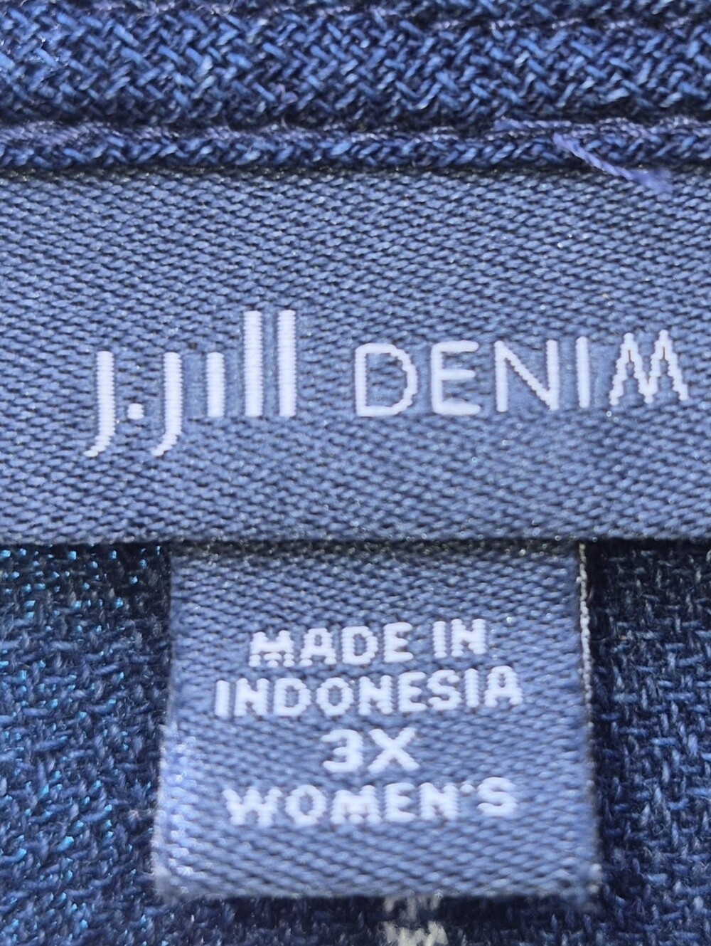 J. Jill Denim Women's Blue White Windowpane Sleeveless Peplum Top, Size 3X - Picture 4 of 4